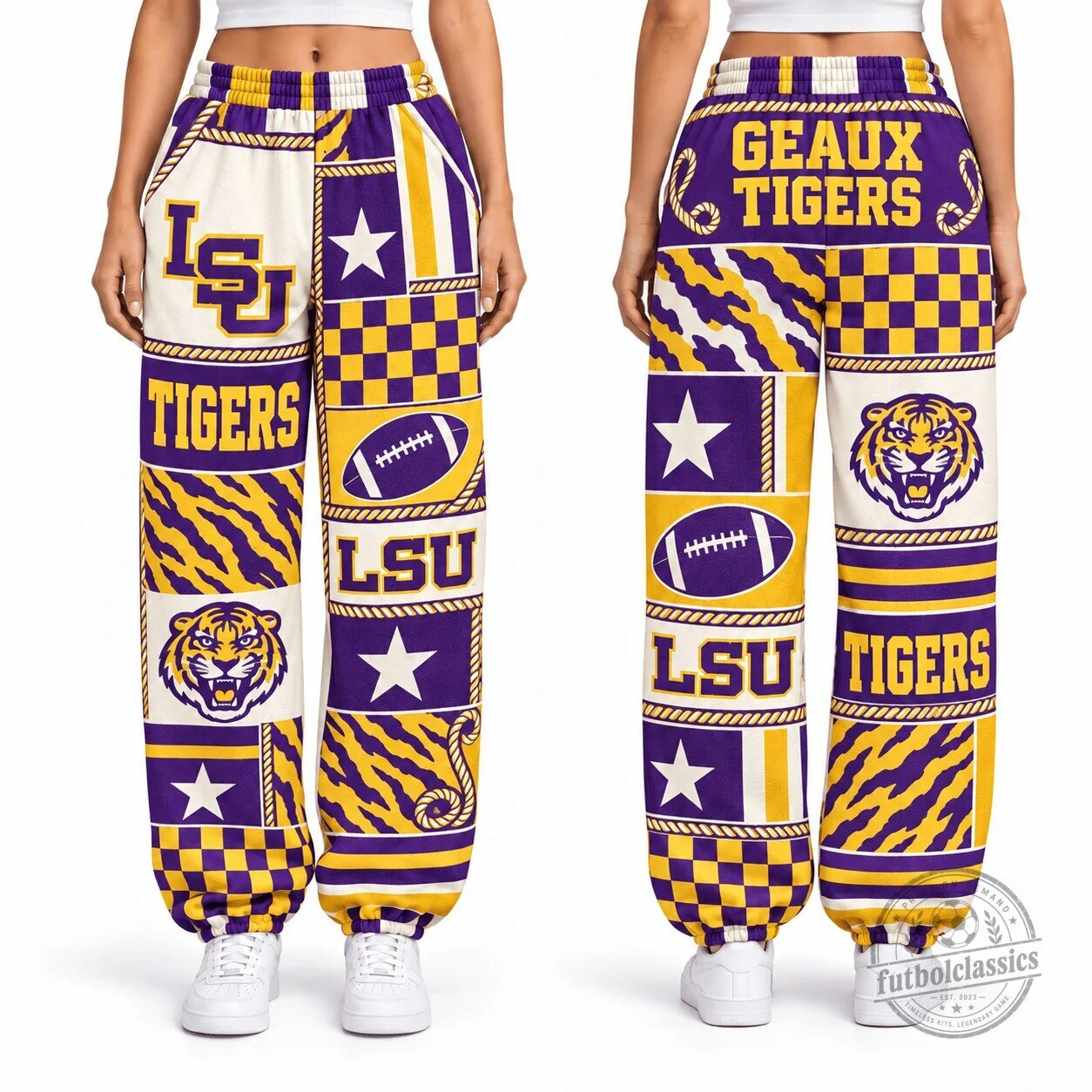 Louisiana State University Tigers Patchwork Style Casual Sport Pants 1 Louisiana State University Tigers Patchwork Style Casual Sport Pants