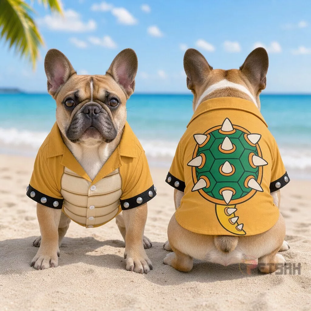 Bowser Hawaiian Shirt Super Mario Pet Cosplay Costume Bowser Hawaiian Shirt Super Mario Pet Cosplay Costume