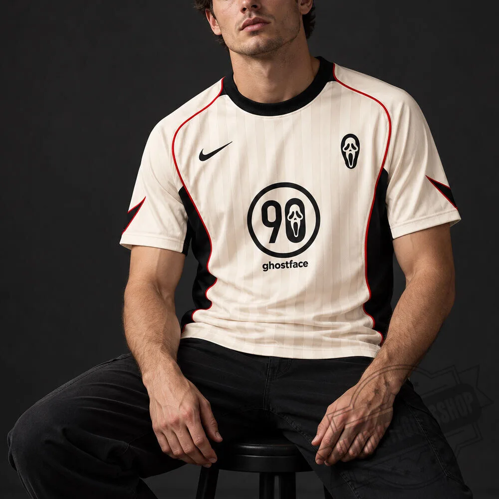 Nike x Ghostface 90 Retro Cream Custom Soccer Jersey 4 Nike x Ghostface 90 Retro Cream Custom Soccer Jersey