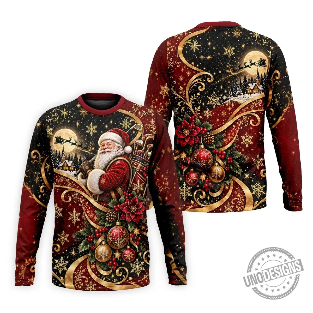 Christmas Santa Golfer Golden Swirl Holiday Polo Shirt for Men 19 Christmas Santa Golfer Golden Swirl Holiday Polo Shirt for Men