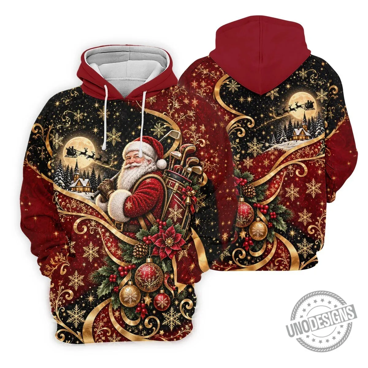 Christmas Santa Golfer Golden Swirl Holiday Polo Shirt for Men 21 Christmas Santa Golfer Golden Swirl Holiday Polo Shirt for Men