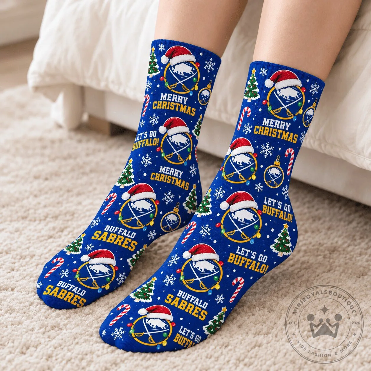 Buffalo Sabres NHL Christmas Holiday Festive Socks