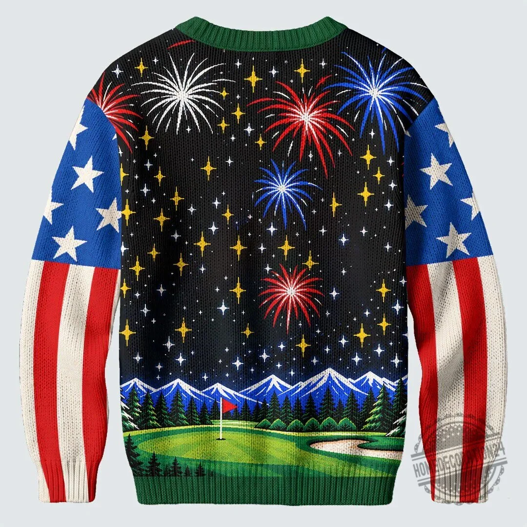 Patriotic Santa Golf Cart Ugly Christmas Sweater 8 Patriotic Santa Golf Cart Ugly Christmas Sweater