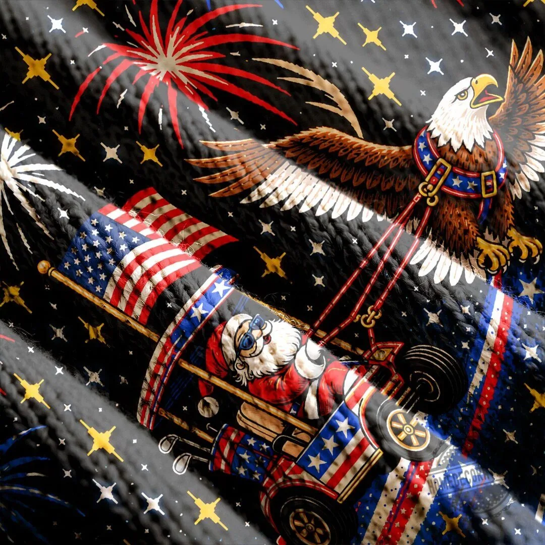 Patriotic Santa Golf Cart Ugly Christmas Sweater 9 Patriotic Santa Golf Cart Ugly Christmas Sweater