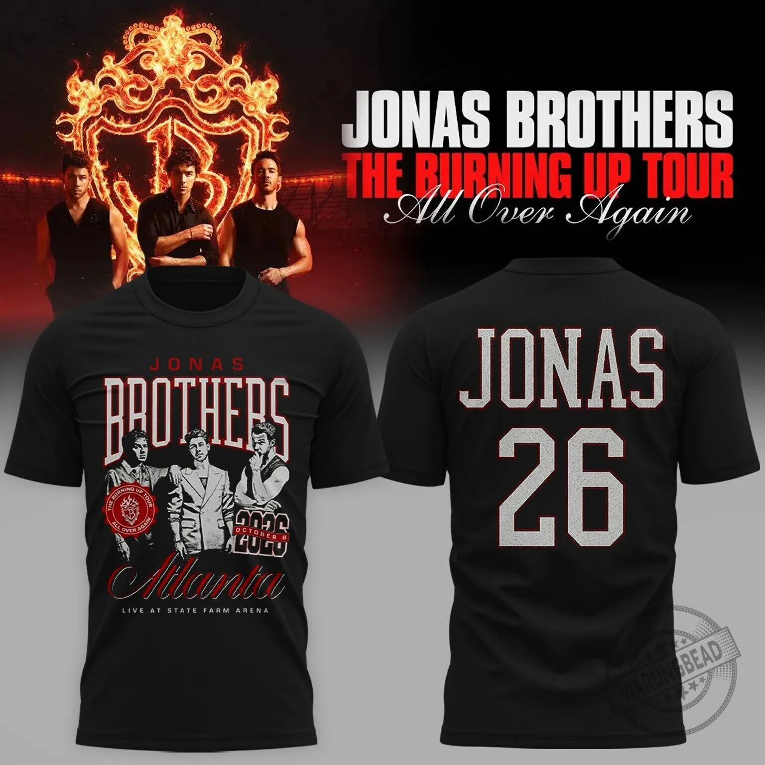 The Burning Up Tour T-Shirt for Jonas Brothers Live at State Farm Arena Atlanta 2026