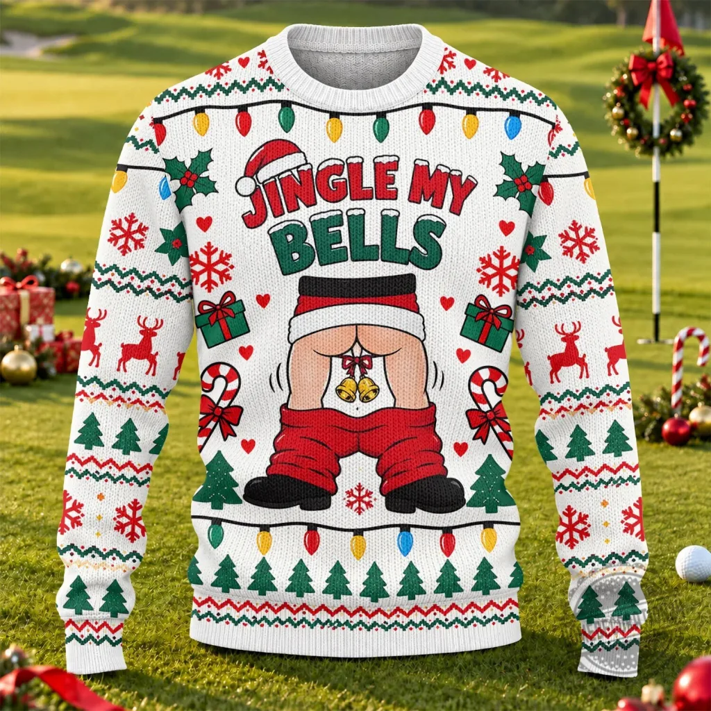 Funny Jingle My Bells Santa Pants Down Ugly Christmas Sweater Funny Jingle My Bells Santa Pants Down Ugly Christmas Sweater