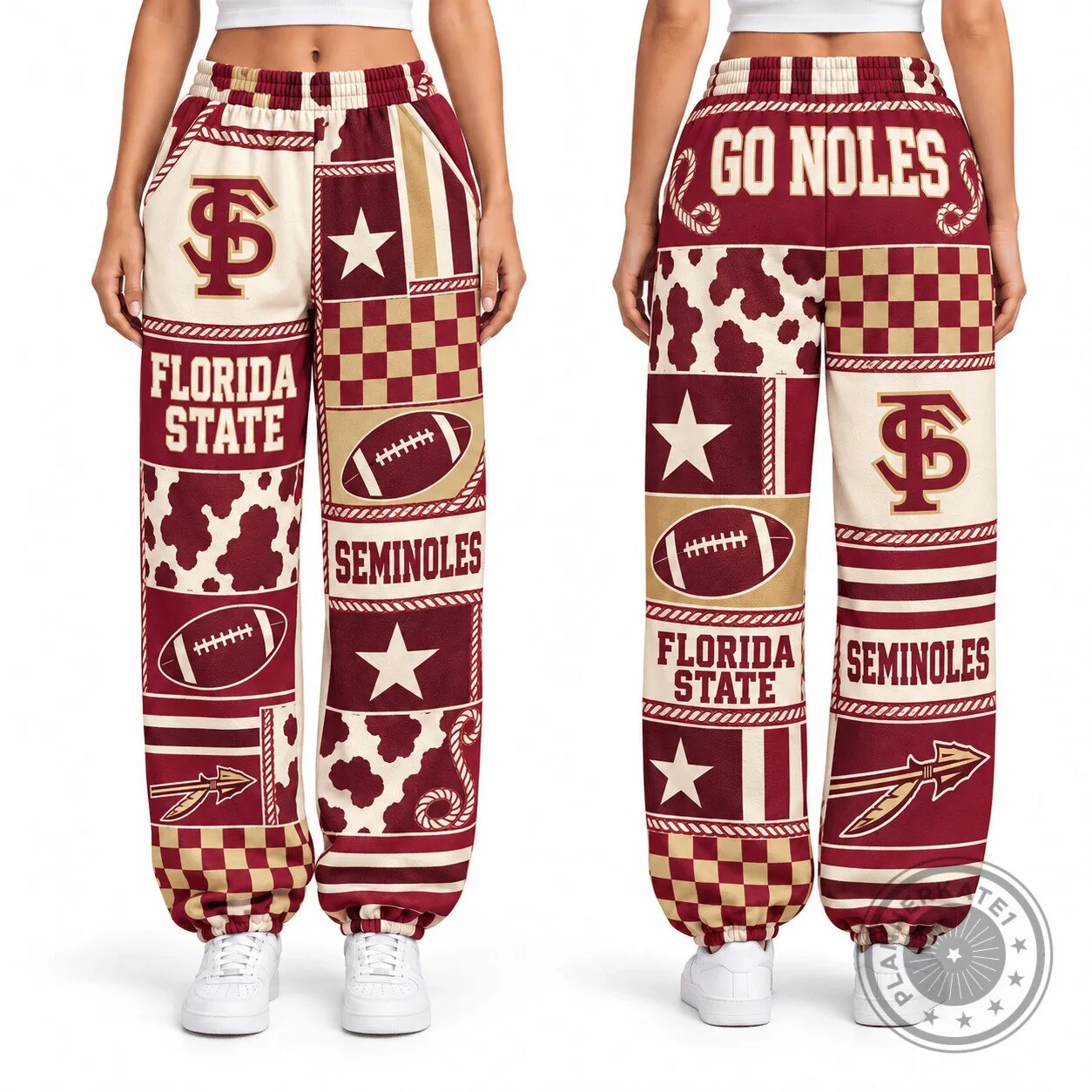 Florida State Seminoles Football Team Patchwork Casual Jogger Pants