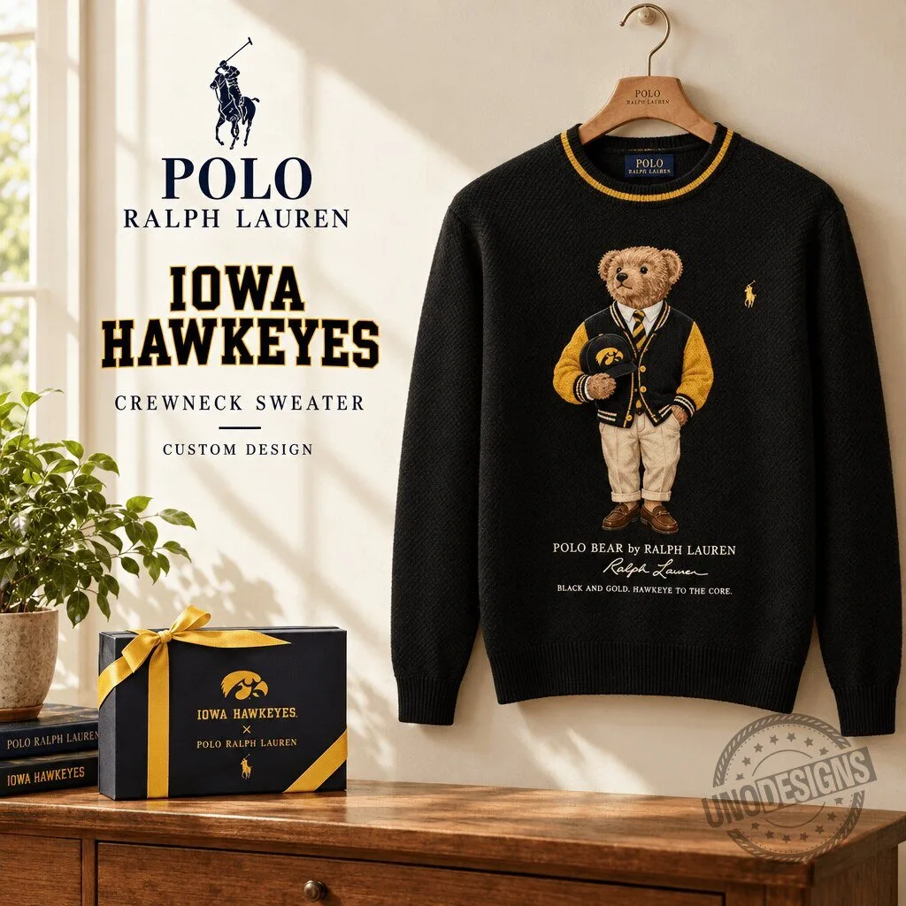 Iowa Hawkeyes Polo Bear Ralph Lauren Crewneck Sweater