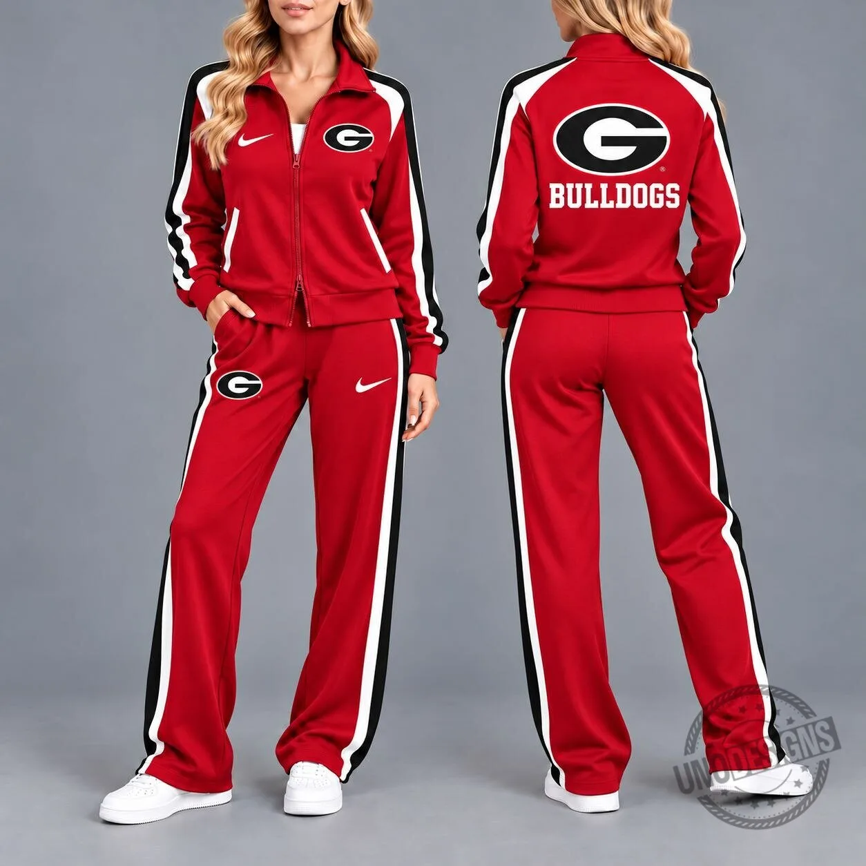 Georgia Bulldogs NCAA Athletic Tracksuit Set Full Zip Jacket and Relaxed Fit Pants