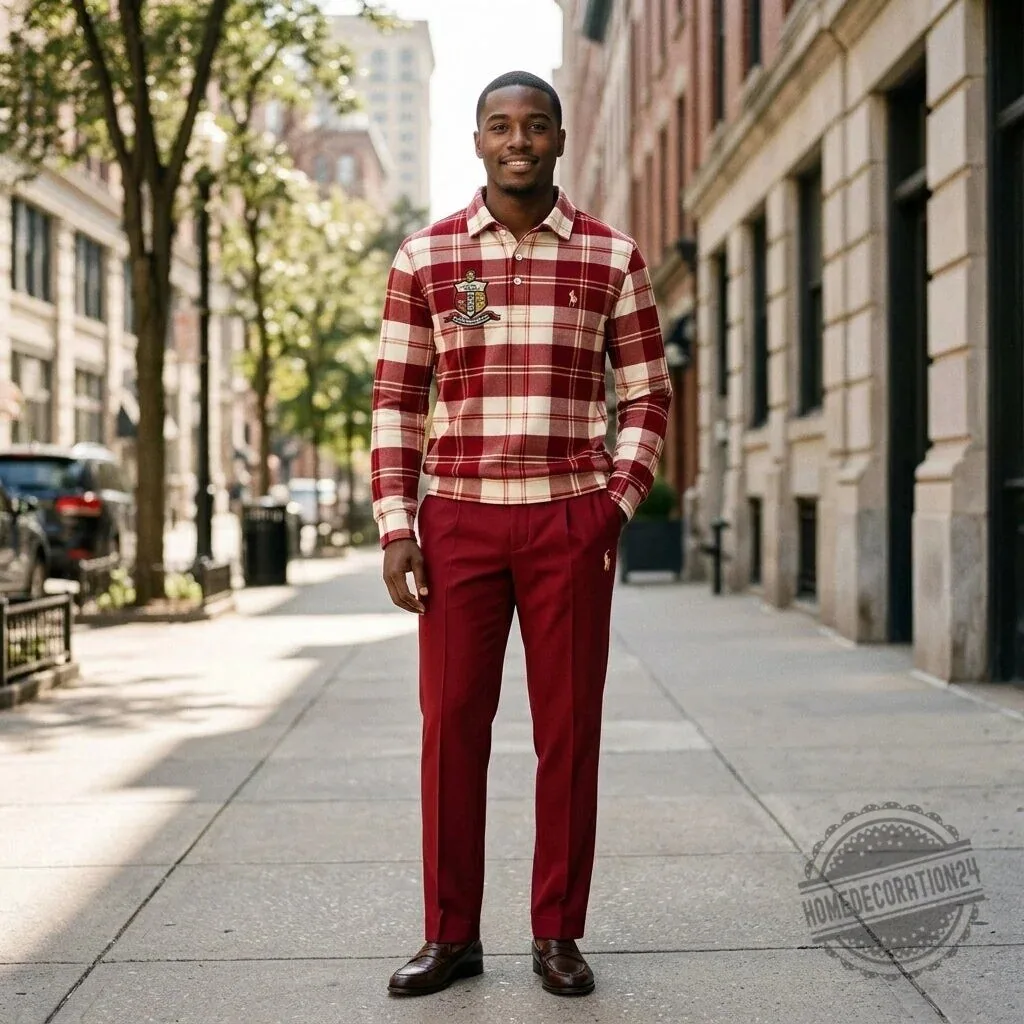 Long Sleeve Polo Shirt in Plaid for Kappa Alpha Psi Fraternity 7 Long Sleeve Polo Shirt in Plaid for Kappa Alpha Psi Fraternity