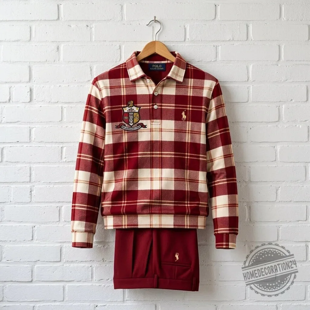 Long Sleeve Polo Shirt in Plaid for Kappa Alpha Psi Fraternity 9 Long Sleeve Polo Shirt in Plaid for Kappa Alpha Psi Fraternity