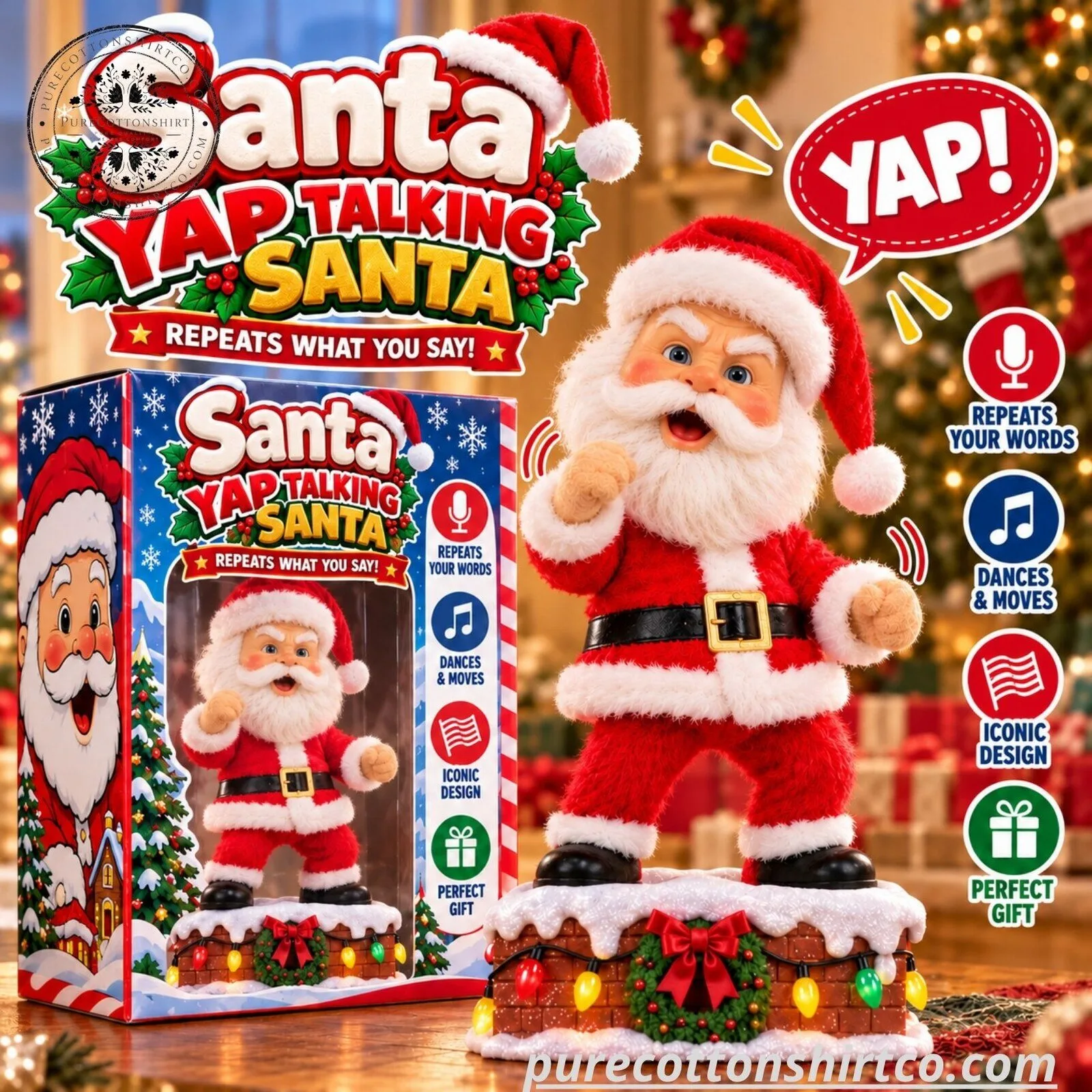 Santa Yap Talking Animated Toy - Interactive Repeating & Dancing Santa Claus Plush 3 Santa Yap Talking Animated Toy - Interactive Repeating & Dancing Santa Claus Plush