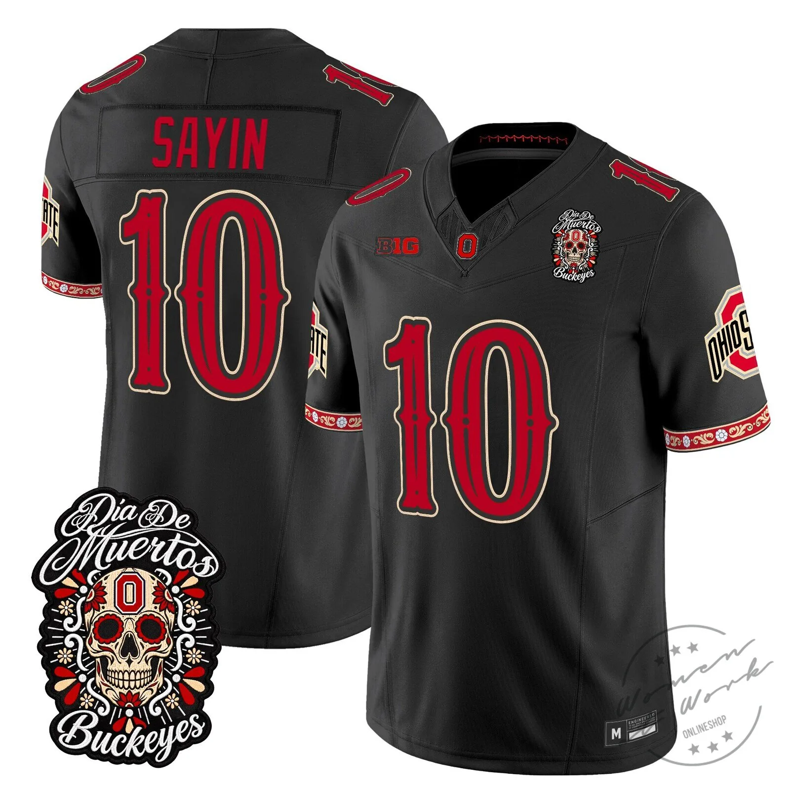 Ohio State Buckeyes Day of the Dead Football Jersey