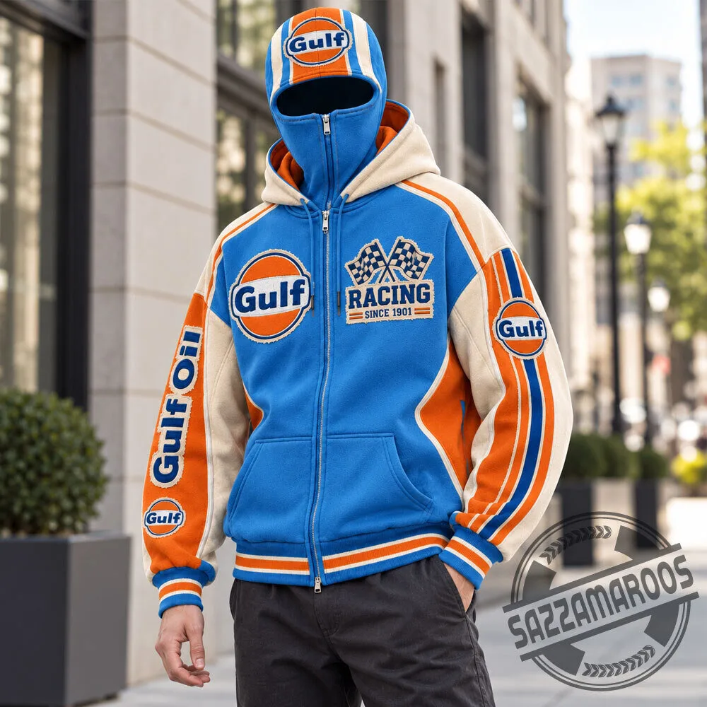 Gulf Racing Blue Orange Balaclava Mask Zip Up Hoodie 5 Gulf Racing Blue Orange Balaclava Mask Zip Up Hoodie