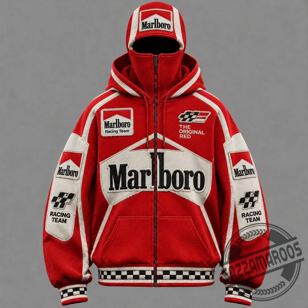 Marlboro Racing Red White Balaclava Mask Zip Up Hoodie 2 Marlboro Racing Red White Balaclava Mask Zip Up Hoodie