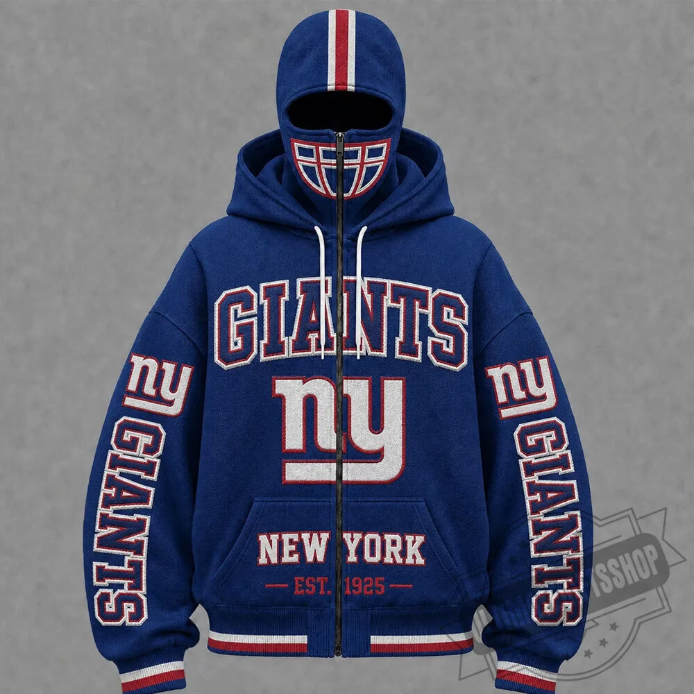 New York Giants NFL Blue Balaclava Mask Zip Up Hoodie 4 New York Giants NFL Blue Balaclava Mask Zip Up Hoodie
