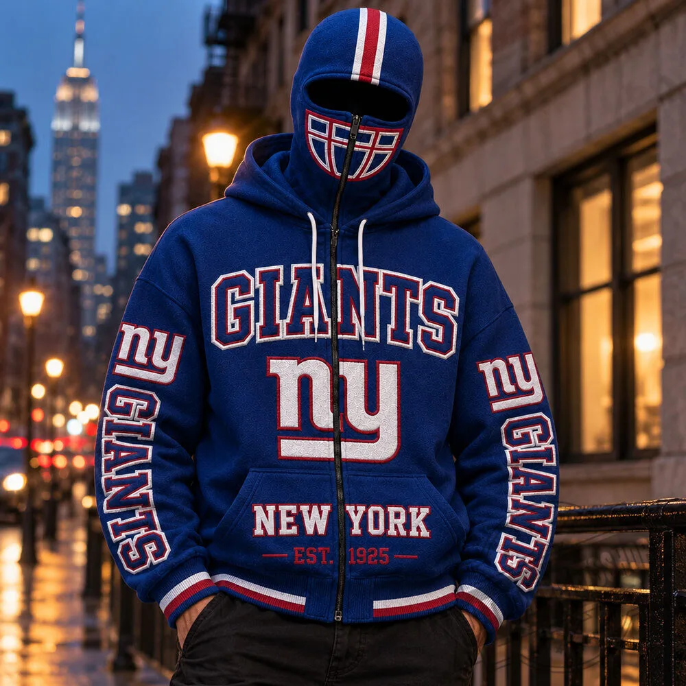 New York Giants NFL Blue Balaclava Mask Zip Up Hoodie 5 New York Giants NFL Blue Balaclava Mask Zip Up Hoodie