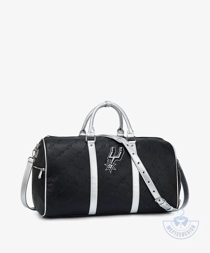 San Antonio Spurs NBA Basketball Team Logo Black Quilted Duffel Bag 15 San Antonio Spurs NBA Basketball Team Logo Black Quilted Duffel Bag