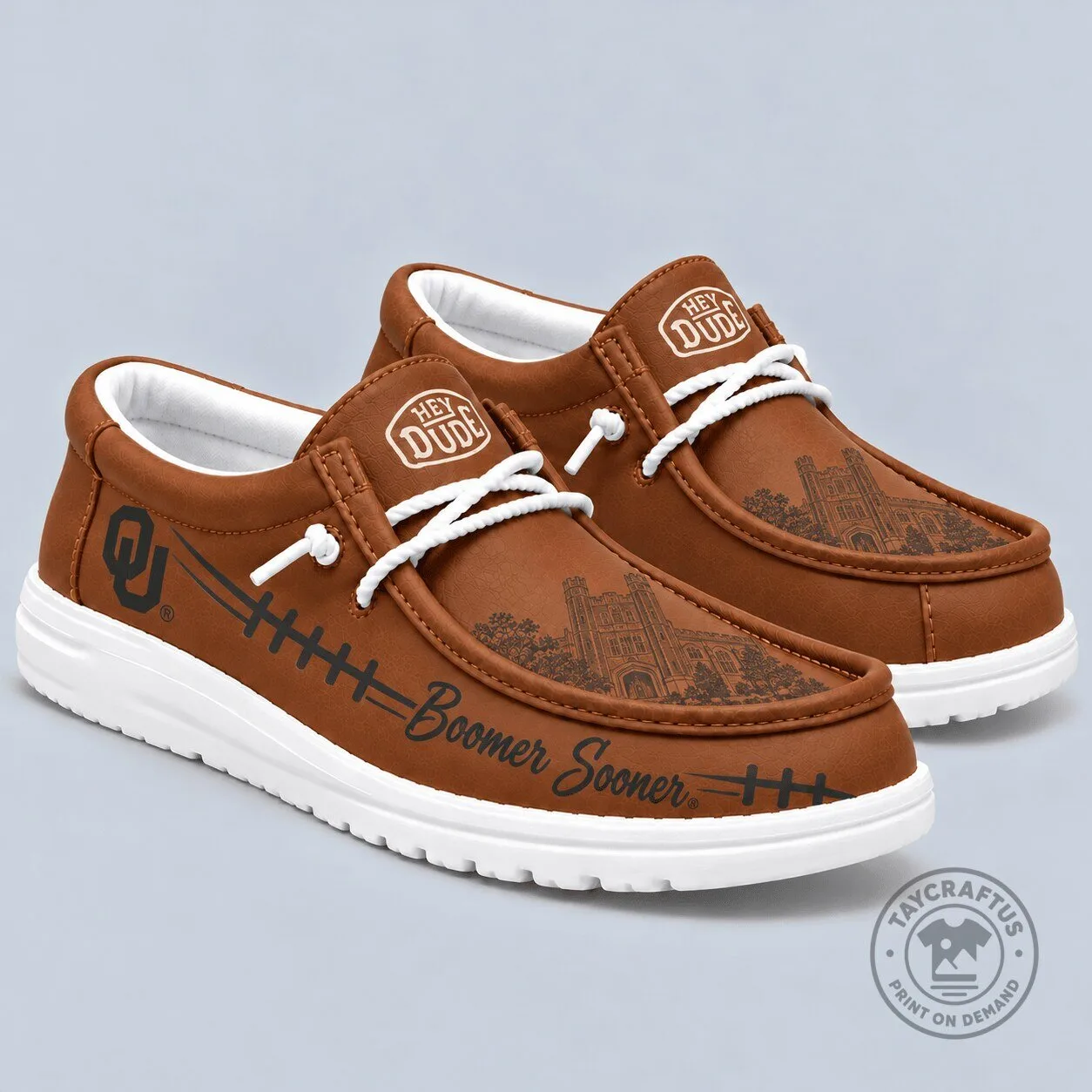 Oklahoma Sooners Boomer Sooner Football Team Brown Slip-On Shoes