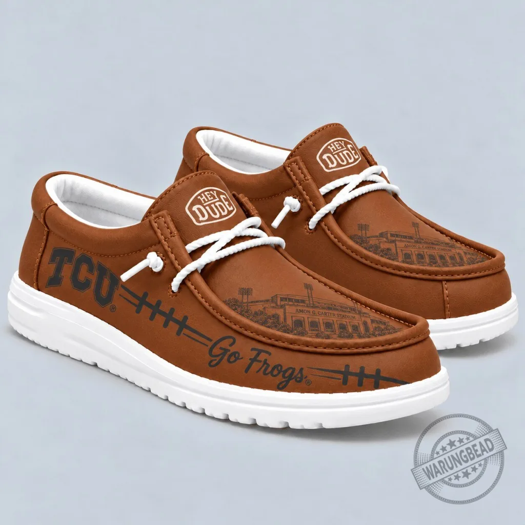 TCU Horned Frogs Amon G Carter Stadium Brown Leather Slip On Shoes 31 TCU Horned Frogs Amon G Carter Stadium Brown Leather Slip On Shoes