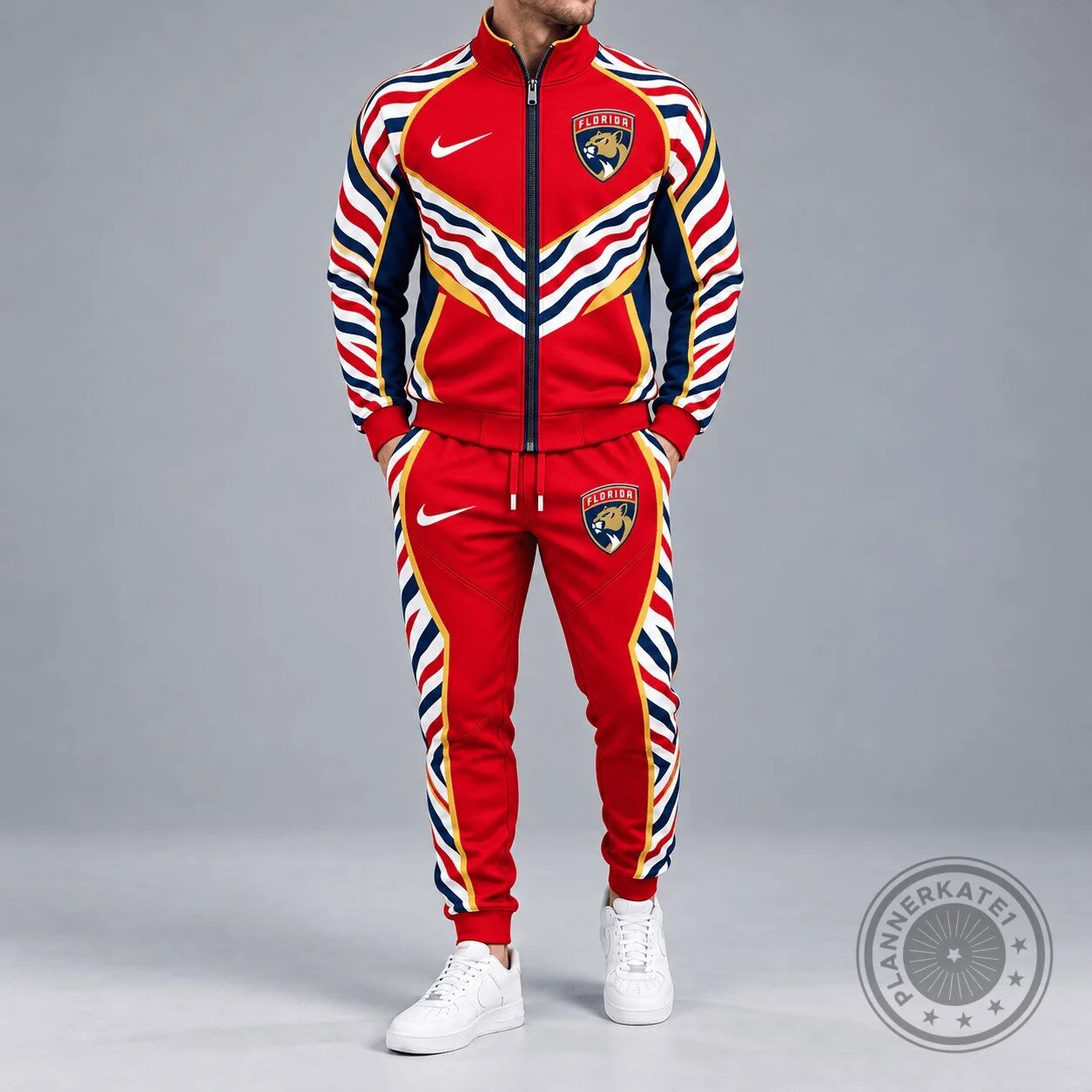 Florida Panthers Bold Zebra Stripe Full Zip Track Jacket and Jogger Pants Set 1 Florida Panthers Bold Zebra Stripe Full Zip Track Jacket and Jogger Pants Set