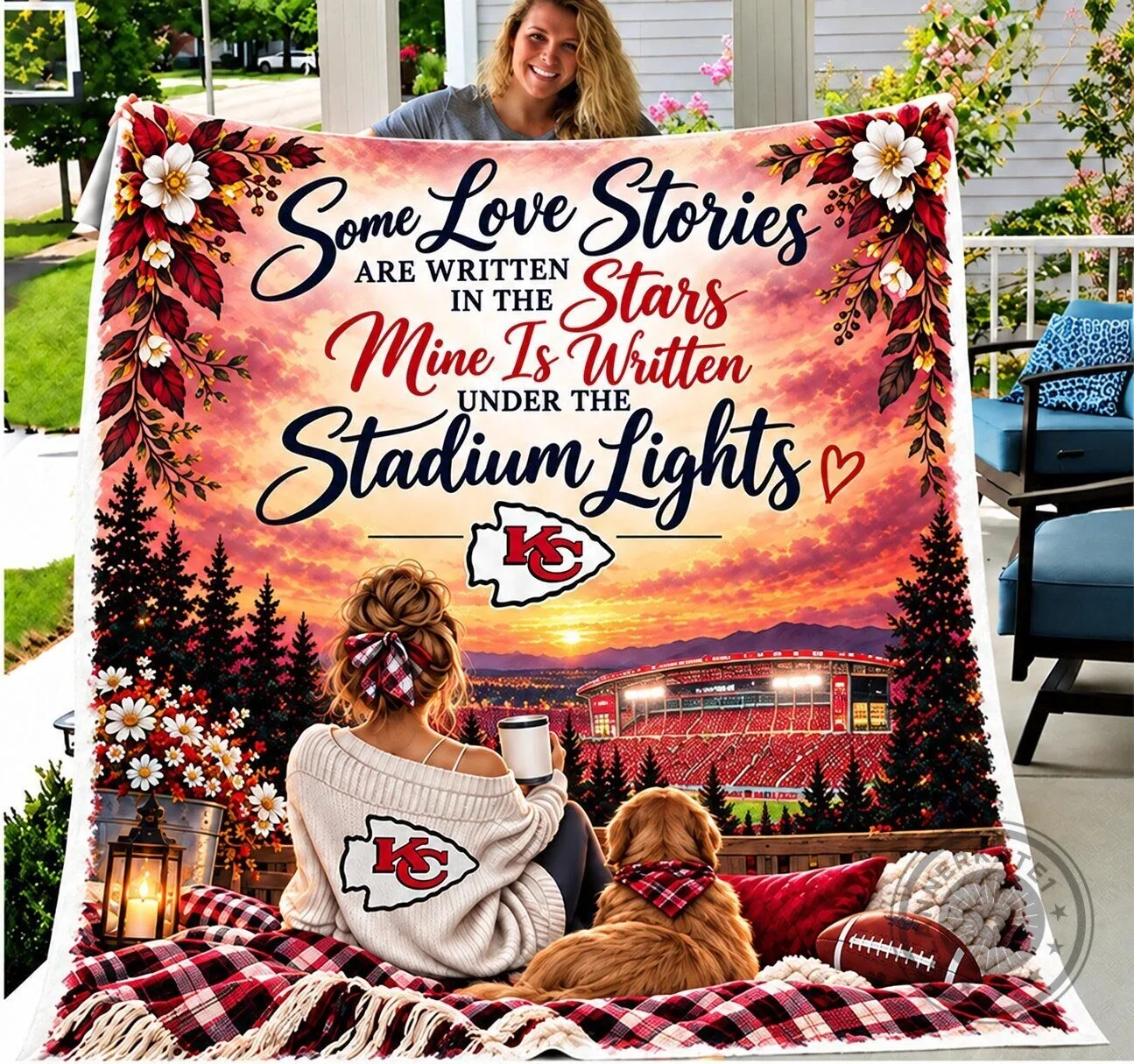 Kansas City Chiefs Stadium Lights Love Story Super Soft Fleece Blanket