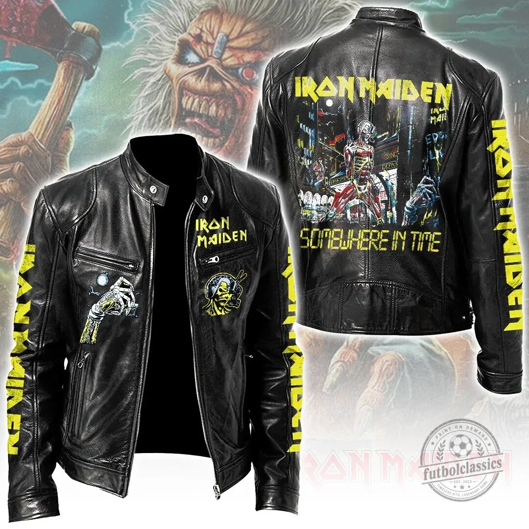 Iron Maiden Somewhere in Time Album Art Heavy Metal Biker Leather Jacket 1 Iron Maiden Somewhere in Time Album Art Heavy Metal Biker Leather Jacket