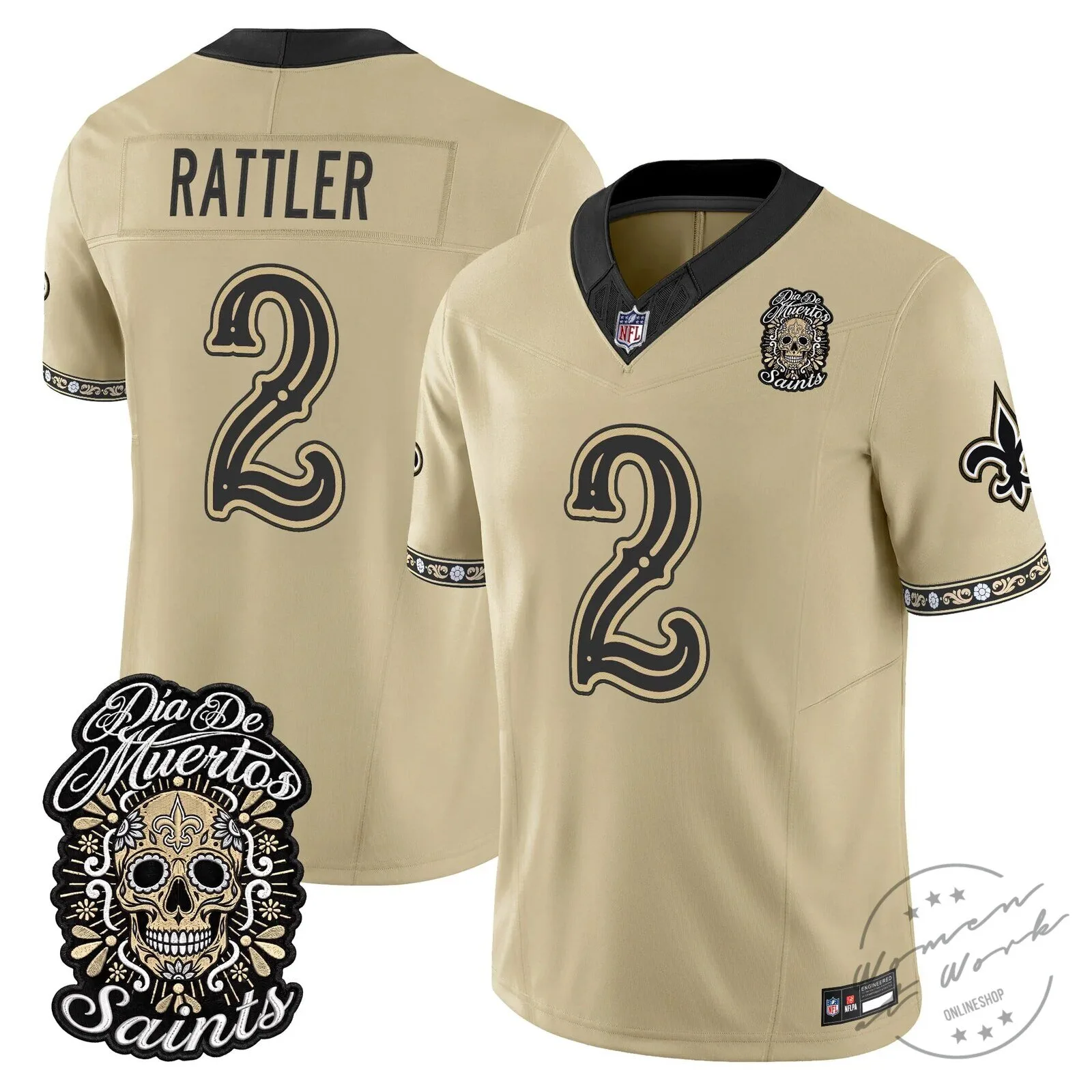 New Orleans Saints Spencer Rattler Día de los Muertos Football Jersey