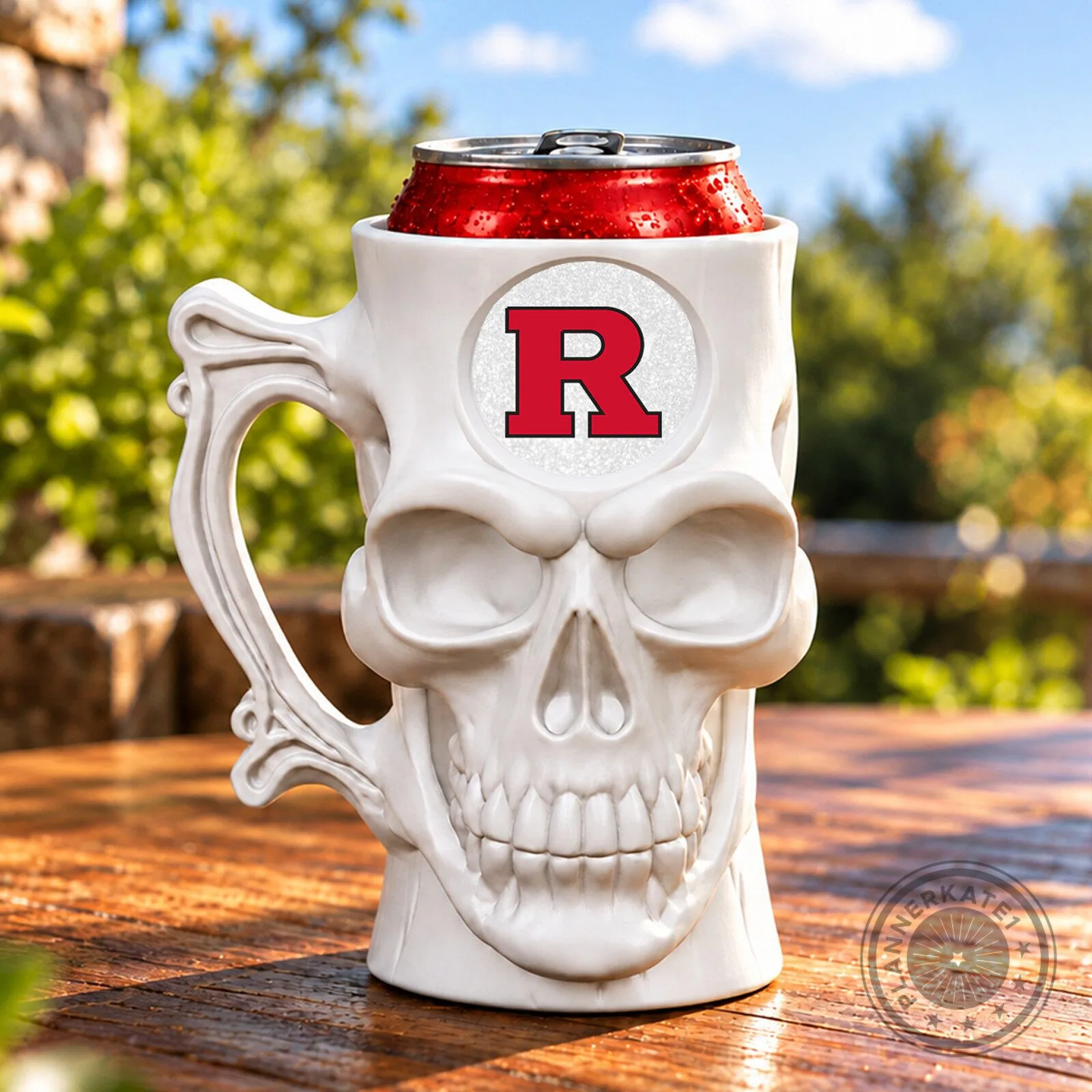 Rutgers Scarlet Knights Skull Beer Mug Can Holder