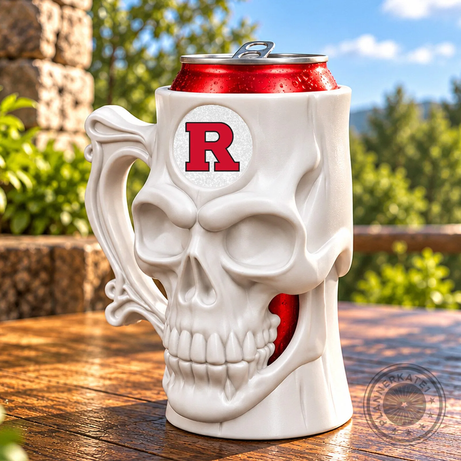 Rutgers Scarlet Knights Skull Beer Mug Can Holder 5 Rutgers Scarlet Knights Skull Beer Mug Can Holder