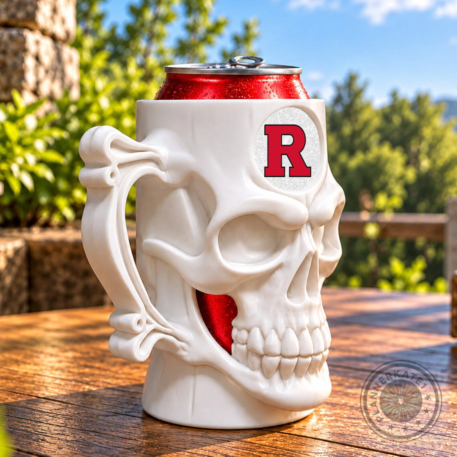 Rutgers Scarlet Knights Skull Beer Mug Can Holder 6 Rutgers Scarlet Knights Skull Beer Mug Can Holder