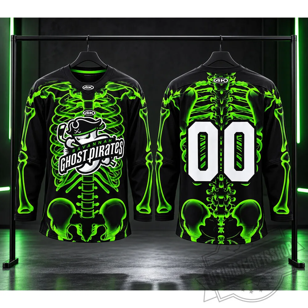 Savannah Ghost Pirates Skeleton Hockey Jersey 2026 3 Savannah Ghost Pirates Skeleton Hockey Jersey 2026