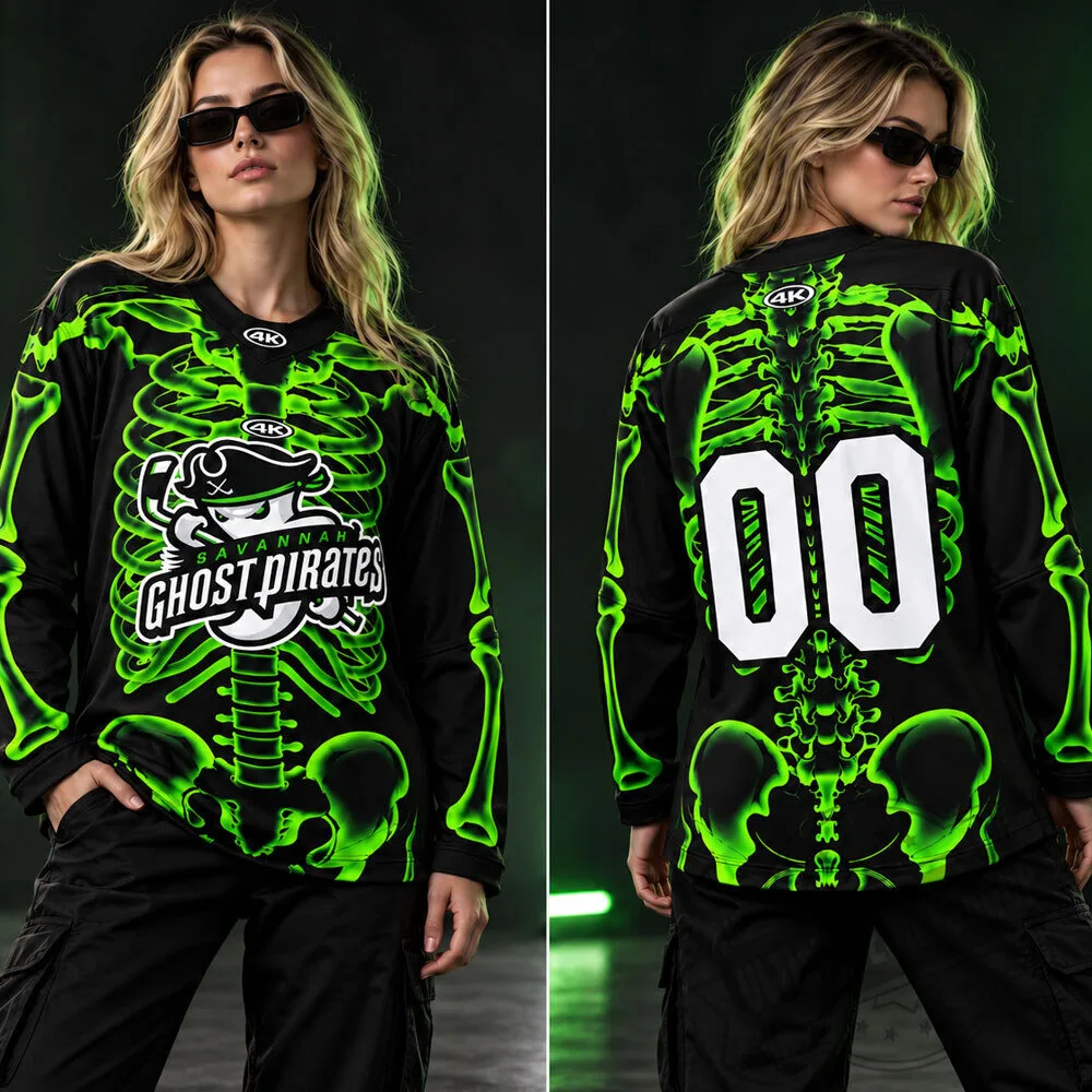 Savannah Ghost Pirates Skeleton Hockey Jersey 2026 4 Savannah Ghost Pirates Skeleton Hockey Jersey 2026