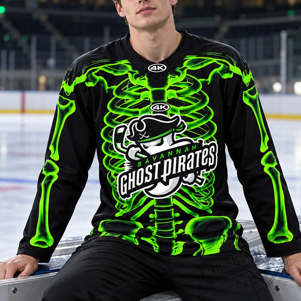 Savannah Ghost Pirates Skeleton Hockey Jersey 2026 5 Savannah Ghost Pirates Skeleton Hockey Jersey 2026