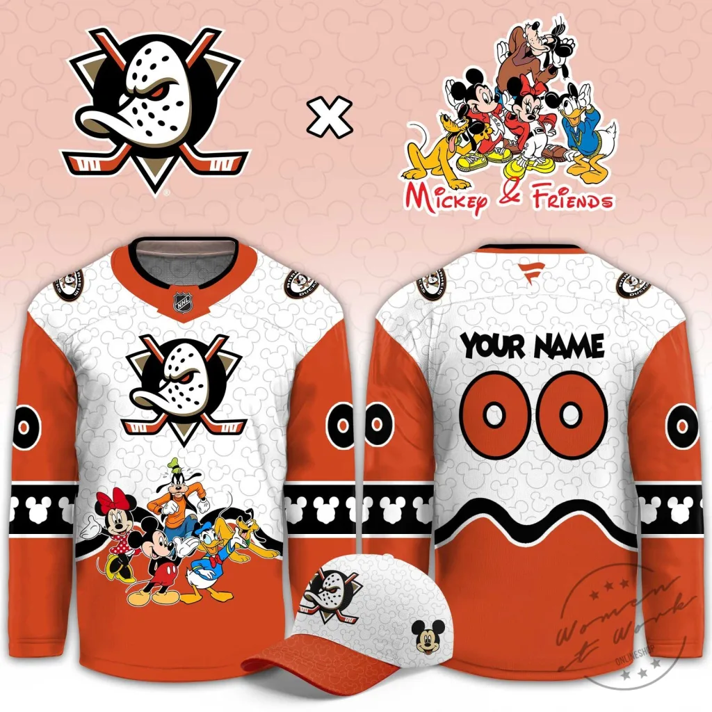 Anaheim Ducks Mickey Mouse and Friends Night Custom Hockey Jersey Anaheim Ducks Mickey Mouse and Friends Night Custom Hockey Jersey
