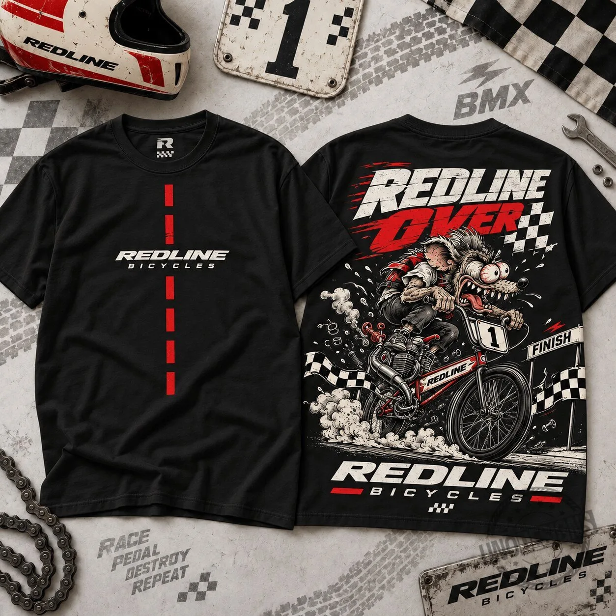 Redline Bicycles Rat Fink BMX Racing Enthusiast Black T-Shirt