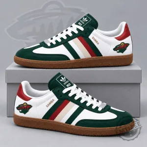 Minnesota Wild Adidas Samba Low Top Sneakers Classic Three Stripe Hockey Fan Shoes