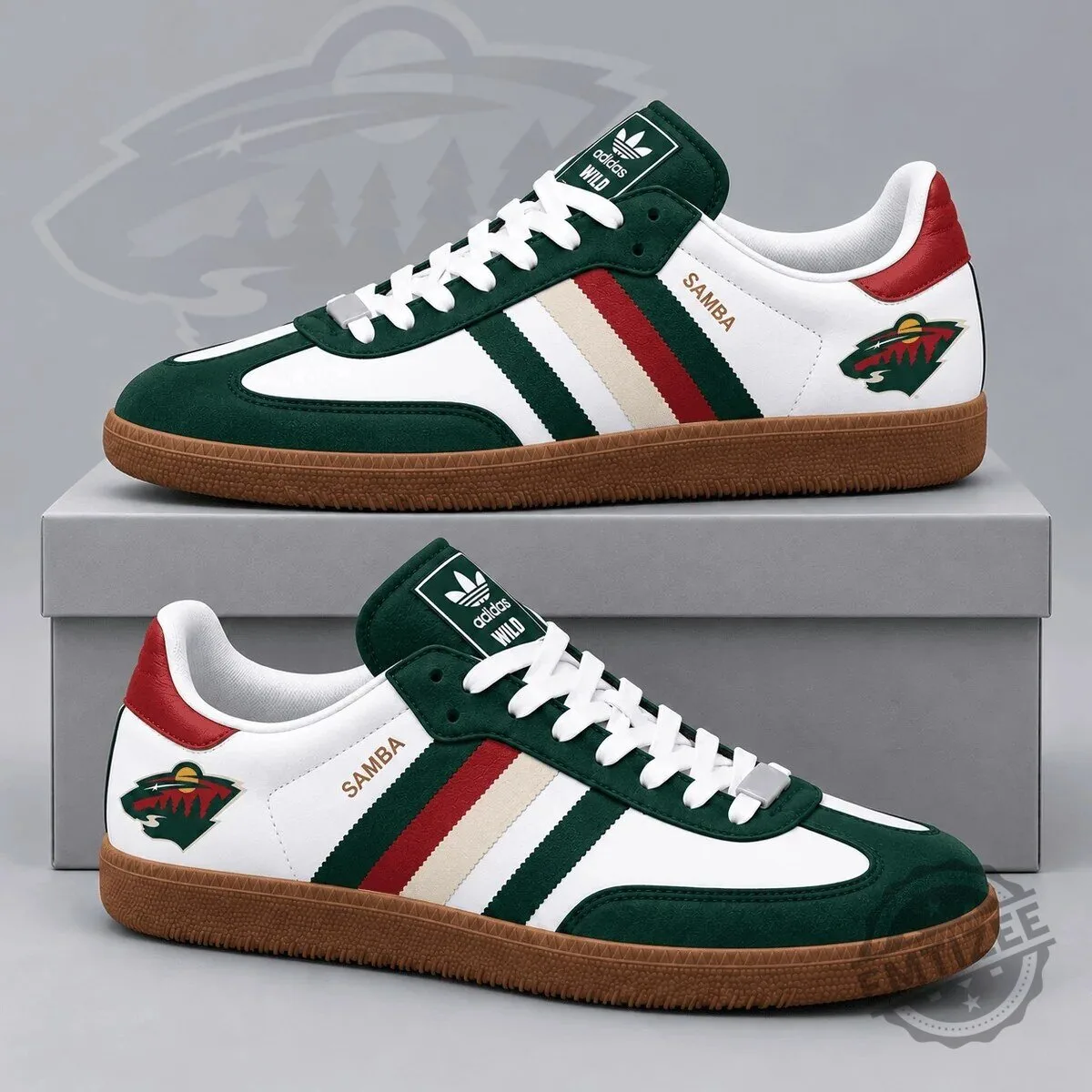Minnesota Wild Adidas Samba Low Top Sneakers Classic Three Stripe Hockey Fan Shoes