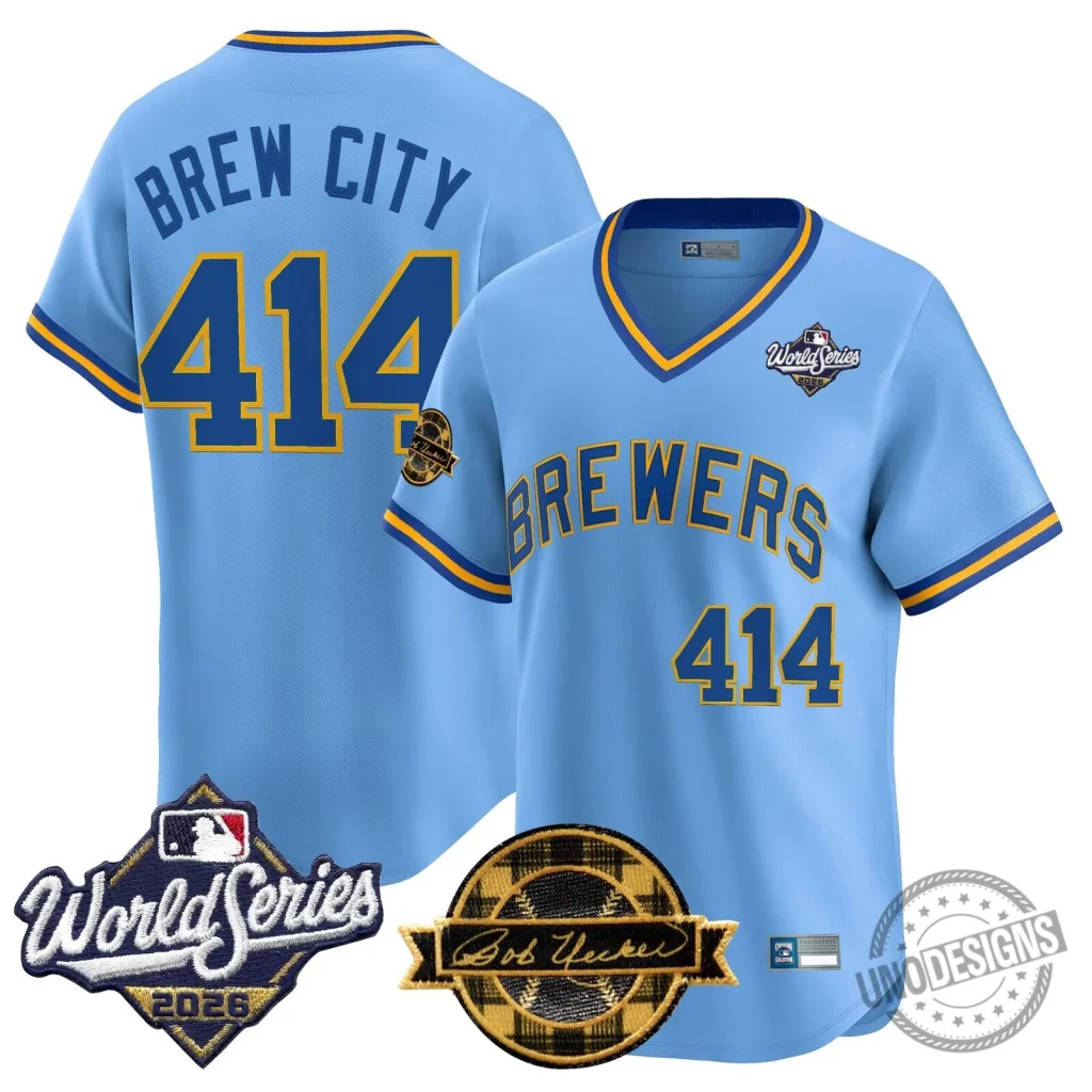 Milwaukee Brewers 2026 World Series Bob Uecker Brew City 414 Baseball Jersey Milwaukee Brewers 2026 World Series Bob Uecker Brew City 414 Baseball Jersey