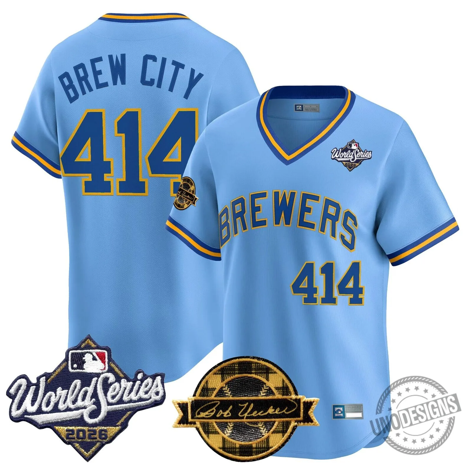 Milwaukee Brewers 2026 World Series Bob Uecker Brew City 414 Baseball Jersey 1 Milwaukee Brewers 2026 World Series Bob Uecker Brew City 414 Baseball Jersey