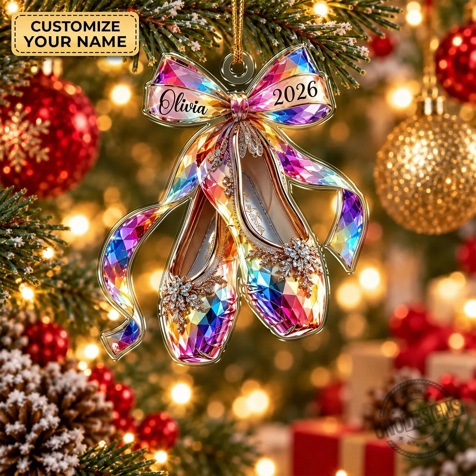 Personalized Ballet Shoes Acrylic Ornament, Custom Name Dancer Christmas Tree Decoration 8 Personalized Ballet Shoes Acrylic Ornament, Custom Name Dancer Christmas Tree Decoration