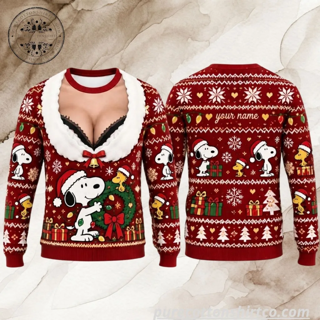 Snoopy Peanuts Christmas Sweater - Personalized Name 3D Holiday Sweatshirt Snoopy Peanuts Christmas Sweater - Personalized Name 3D Holiday Sweatshirt
