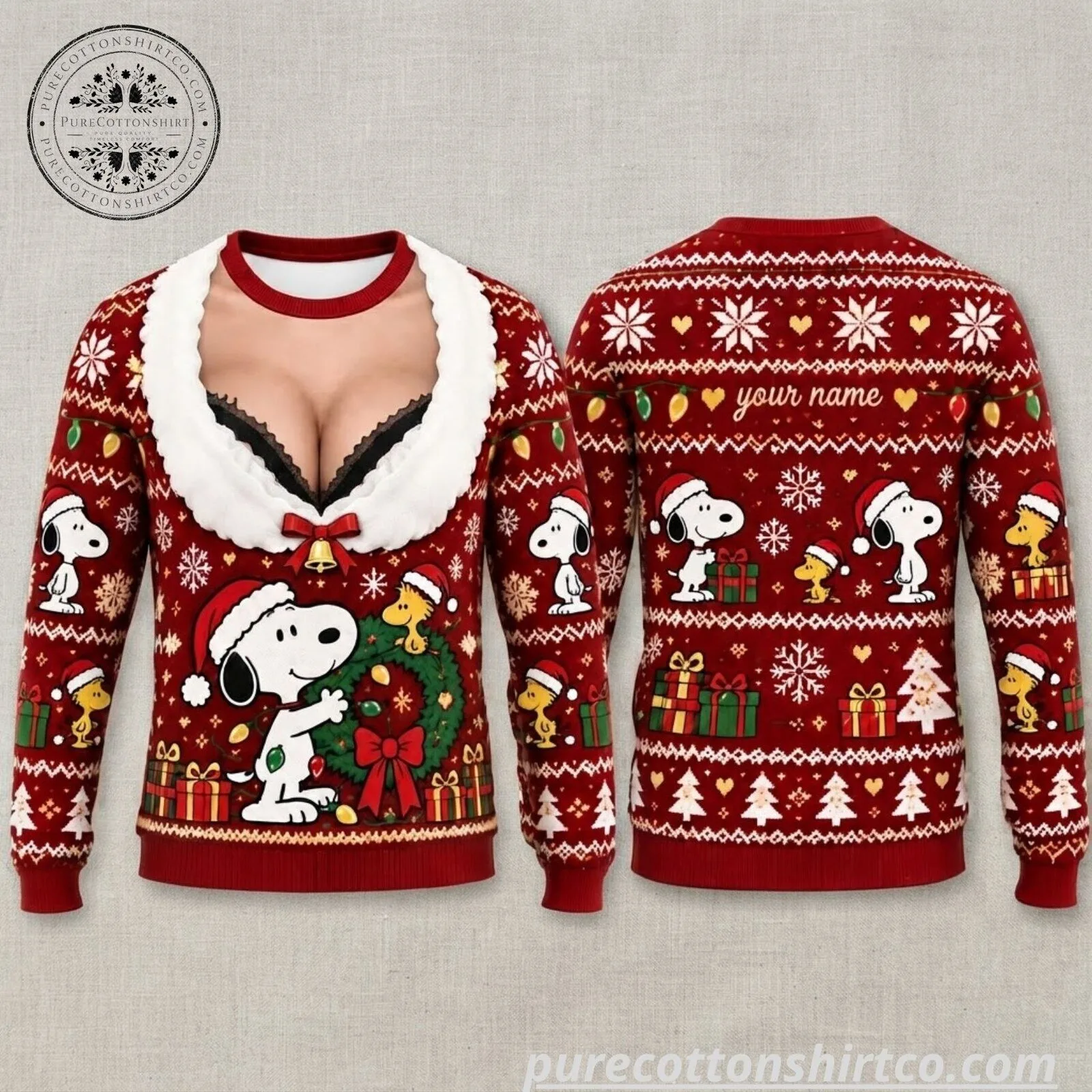 Snoopy Peanuts Christmas Sweater - Personalized Name 3D Holiday Sweatshirt 4 Snoopy Peanuts Christmas Sweater - Personalized Name 3D Holiday Sweatshirt