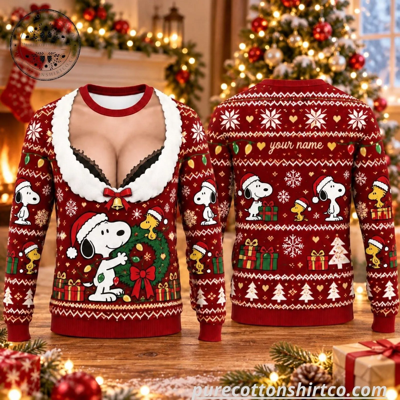 Snoopy Peanuts Christmas Sweater - Personalized Name 3D Holiday Sweatshirt 5 Snoopy Peanuts Christmas Sweater - Personalized Name 3D Holiday Sweatshirt