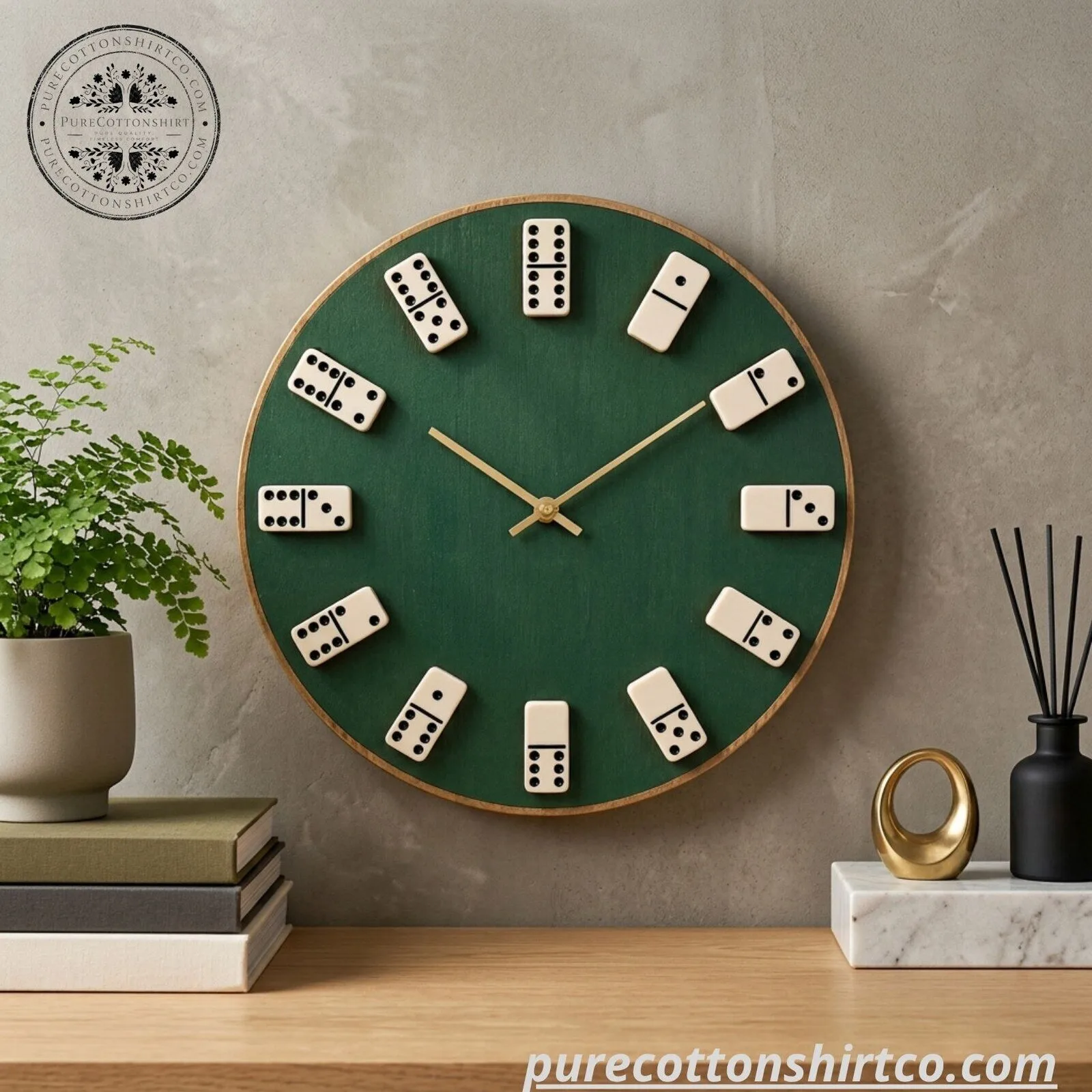Domino Wooden Wall Clock - Vintage Green Wooden Board Dominoes Clock 4 Domino Wooden Wall Clock - Vintage Green Wooden Board Dominoes Clock