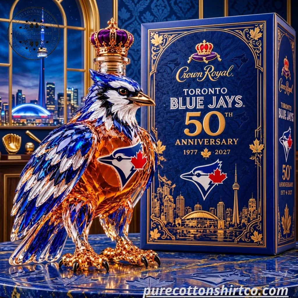 MLB Toronto Blue Jays Glass Whiskey Decanter - Crown Royal 50th Anniversary Collectible MLB Toronto Blue Jays Glass Whiskey Decanter - Crown Royal 50th Anniversary Collectible