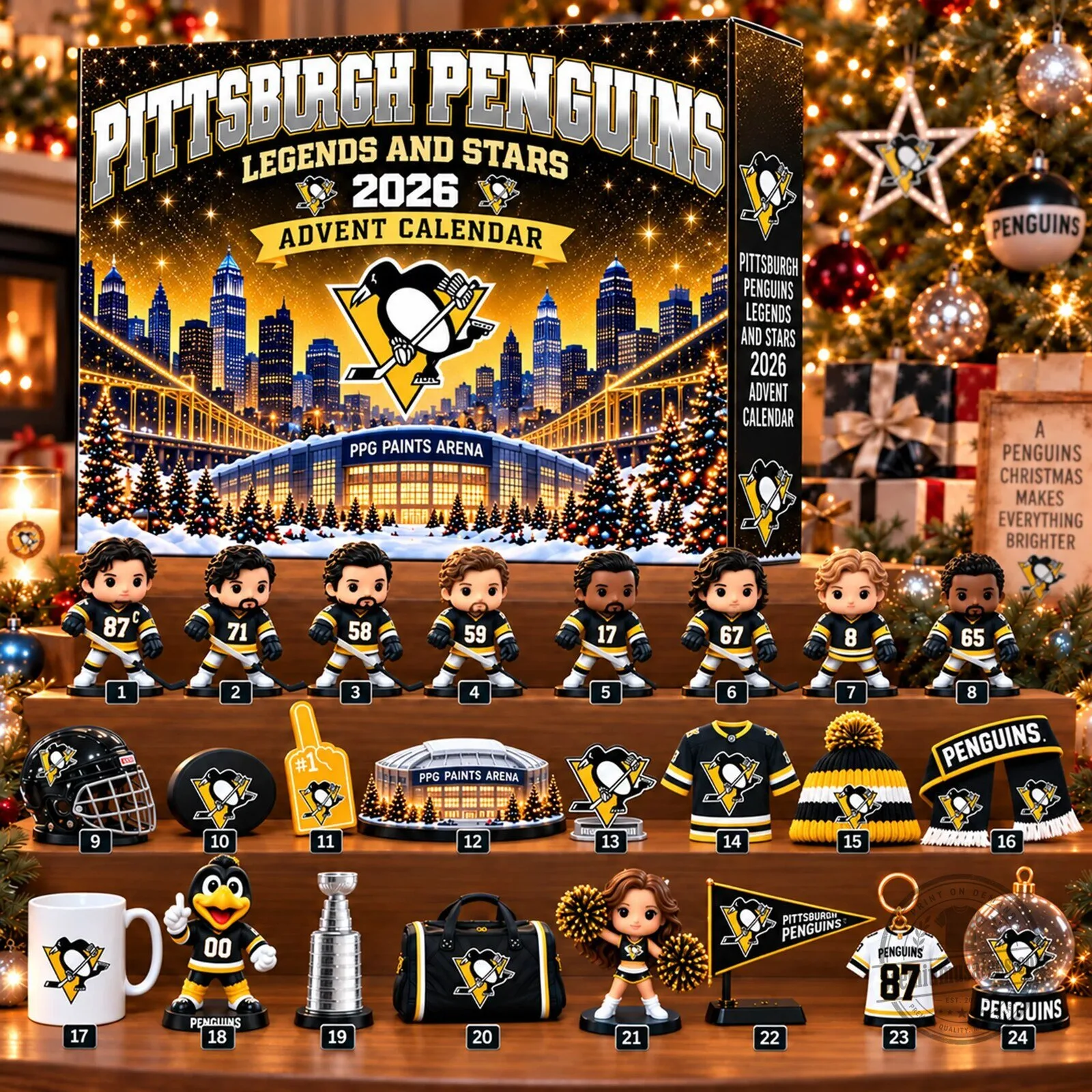 Pittsburgh Penguins Legends and Stars 2026 Christmas Advent Calendar 2D