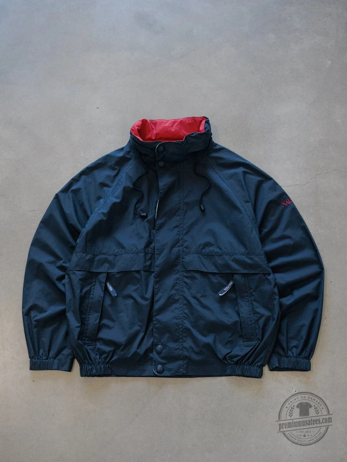 Vintage 90s Nautica Navy Blue Red Lined Windbreaker Jacket