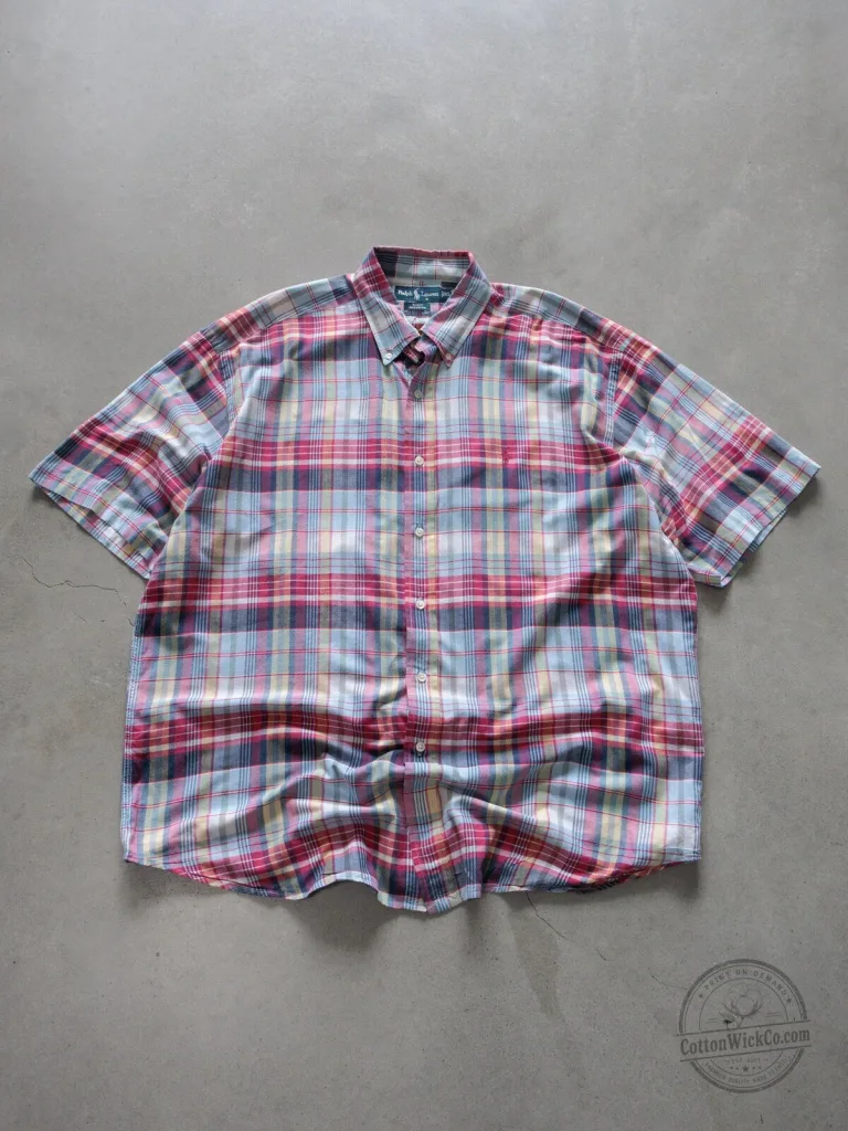 Vintage Ralph Lauren Pink Plaid Short Sleeve Button-Up Shirt
