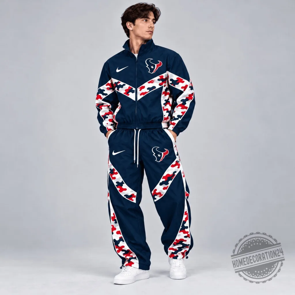 Full Zip Jacket in Camouflage Colorblock for Houston Texans Tracksuit Full Zip Jacket in Camouflage Colorblock for Houston Texans Tracksuit
